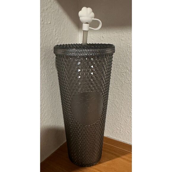 Starbucks Vietnamese Grey Glitter Studded Tumbler with Paw Silicone Topper 24 OZ - Picture 4 of 5